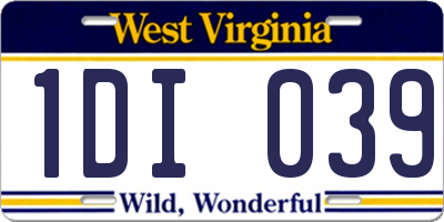WV license plate 1DI039