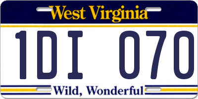 WV license plate 1DI070