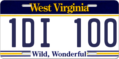 WV license plate 1DI100