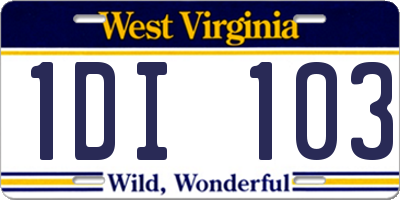 WV license plate 1DI103