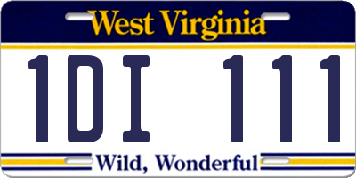 WV license plate 1DI111