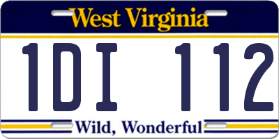 WV license plate 1DI112