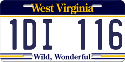 WV license plate 1DI116