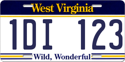 WV license plate 1DI123