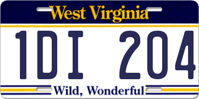 WV license plate 1DI204
