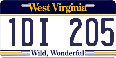 WV license plate 1DI205