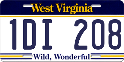 WV license plate 1DI208
