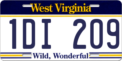 WV license plate 1DI209