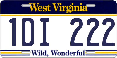 WV license plate 1DI222