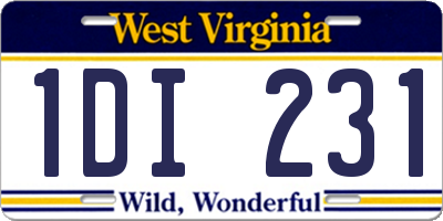 WV license plate 1DI231