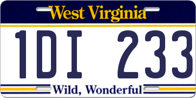 WV license plate 1DI233