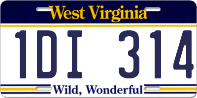 WV license plate 1DI314