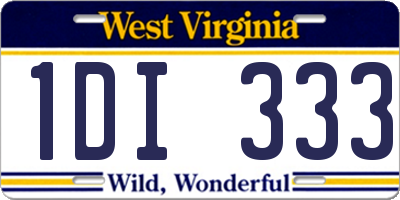 WV license plate 1DI333