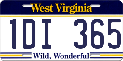 WV license plate 1DI365