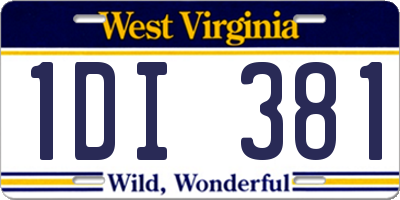 WV license plate 1DI381