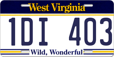WV license plate 1DI403