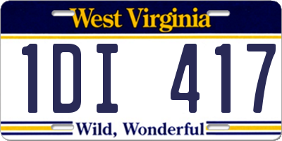 WV license plate 1DI417