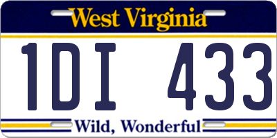 WV license plate 1DI433