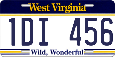 WV license plate 1DI456
