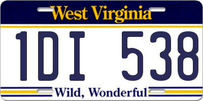 WV license plate 1DI538