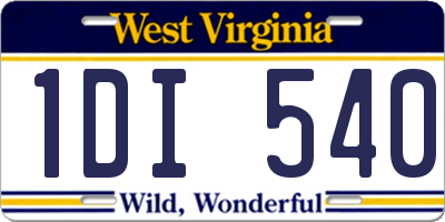 WV license plate 1DI540