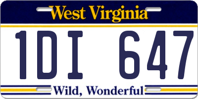 WV license plate 1DI647
