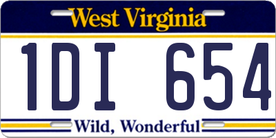 WV license plate 1DI654