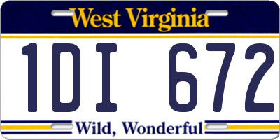 WV license plate 1DI672