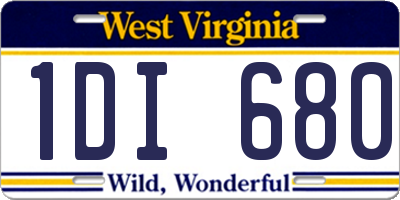 WV license plate 1DI680