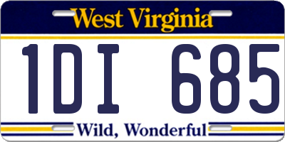 WV license plate 1DI685