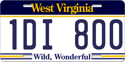 WV license plate 1DI800
