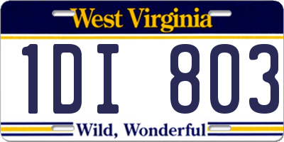 WV license plate 1DI803