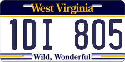 WV license plate 1DI805