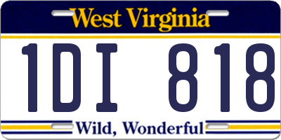 WV license plate 1DI818