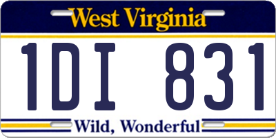 WV license plate 1DI831