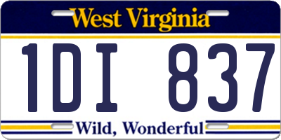 WV license plate 1DI837