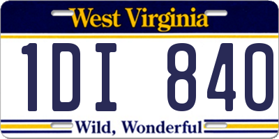 WV license plate 1DI840
