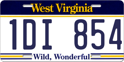WV license plate 1DI854