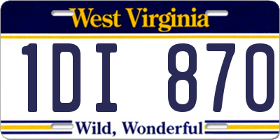 WV license plate 1DI870