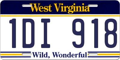 WV license plate 1DI918