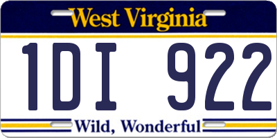WV license plate 1DI922