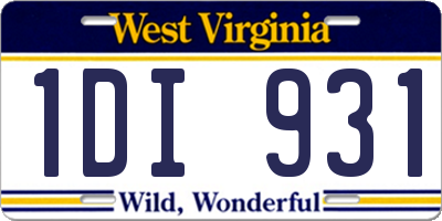 WV license plate 1DI931