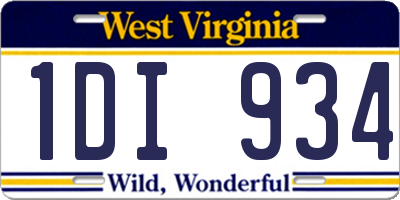 WV license plate 1DI934