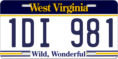 WV license plate 1DI981