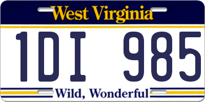 WV license plate 1DI985