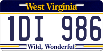 WV license plate 1DI986