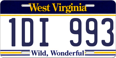 WV license plate 1DI993
