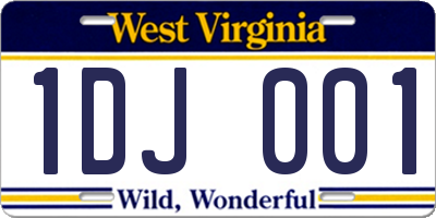 WV license plate 1DJ001