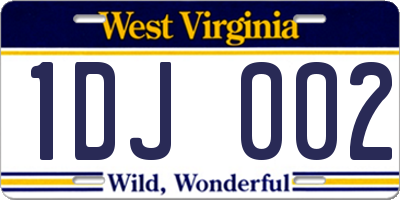 WV license plate 1DJ002