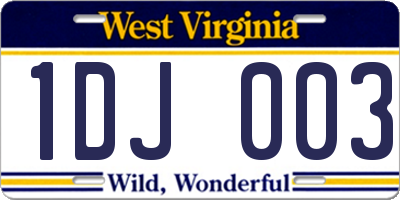 WV license plate 1DJ003